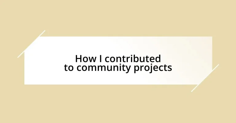 How I contributed to community projects