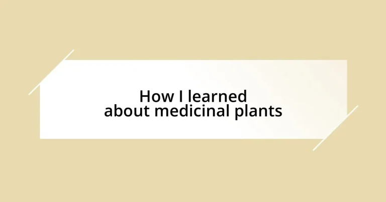 How I learned about medicinal plants