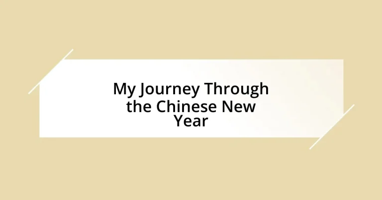 My Journey Through the Chinese New Year