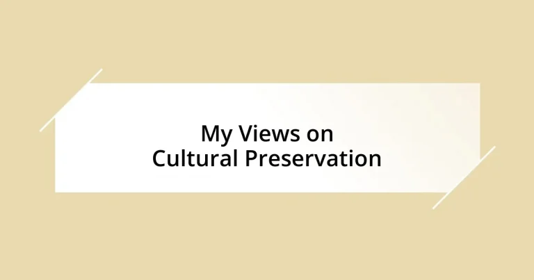 My Views on Cultural Preservation