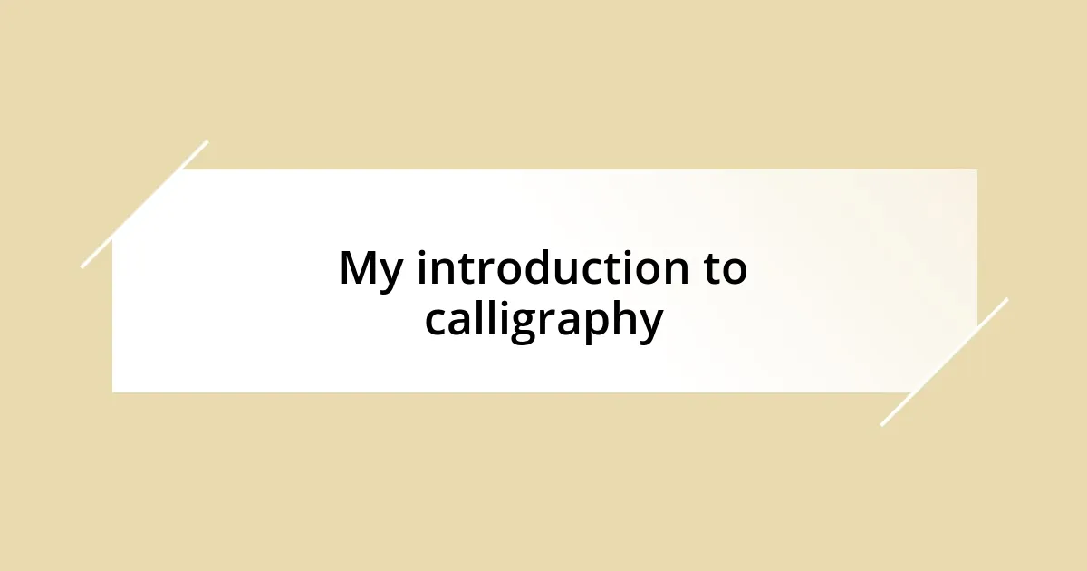 My introduction to calligraphy