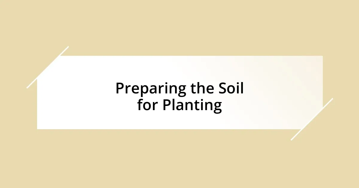 Preparing the Soil for Planting