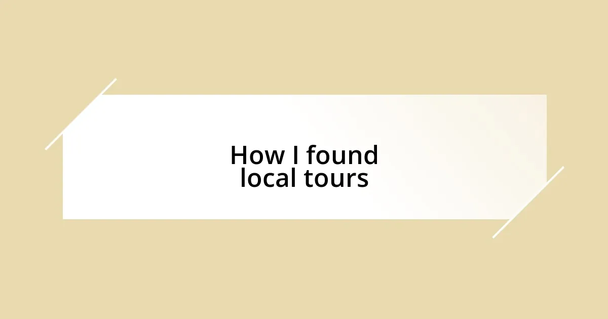 How I found local tours