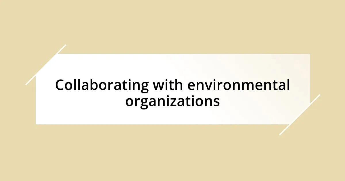 Collaborating with environmental organizations