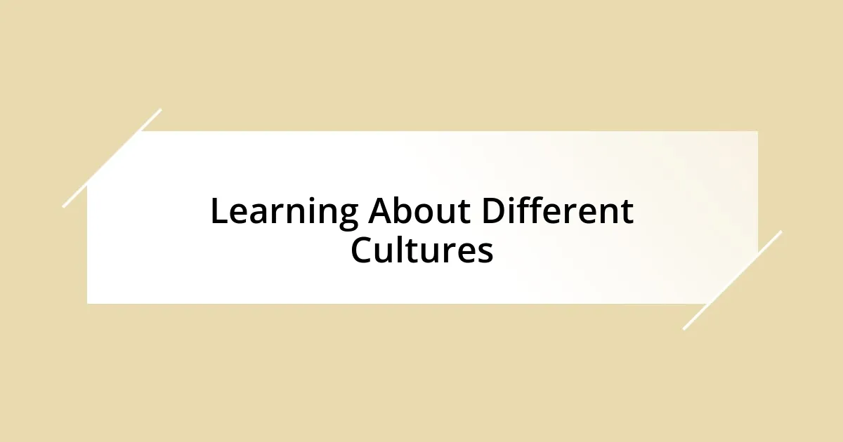 Learning About Different Cultures